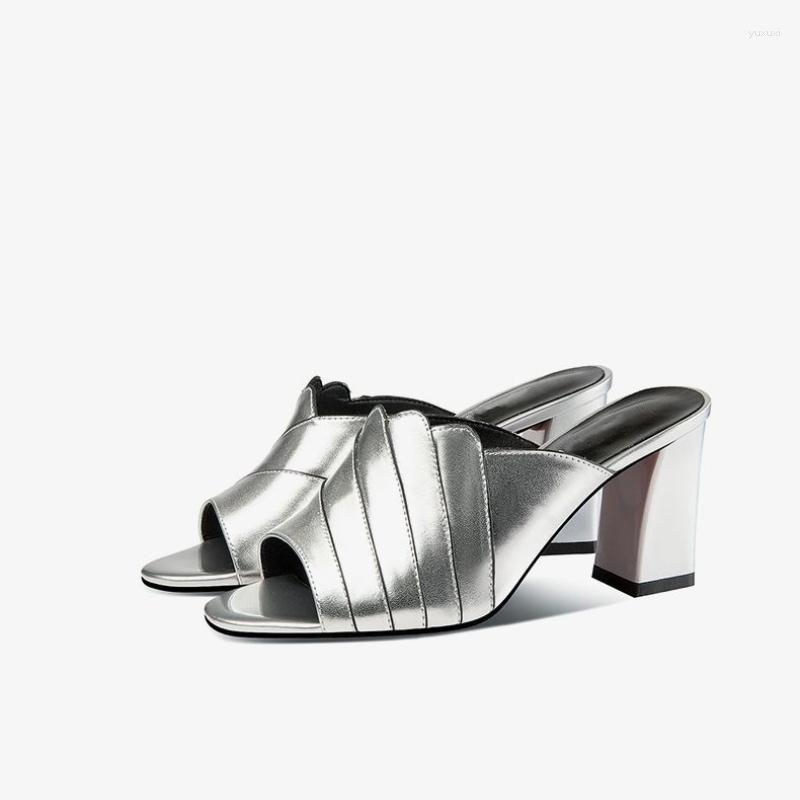 

Slippers Chunky Women Sexy Fashion Sandals 2023 Summer Brand Pumps Shoes Slingback Flip Flops Beach Mujer Slides, Silver