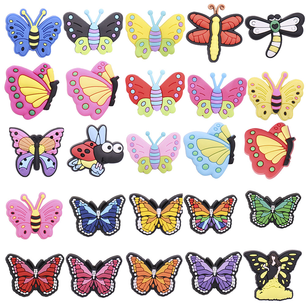 

Butterfly Insect Croces Jibz Shoe Charms PVC Garden Shoes Accessories Buckle Clog DIY Wristbands Holiday Decoration Gifgt