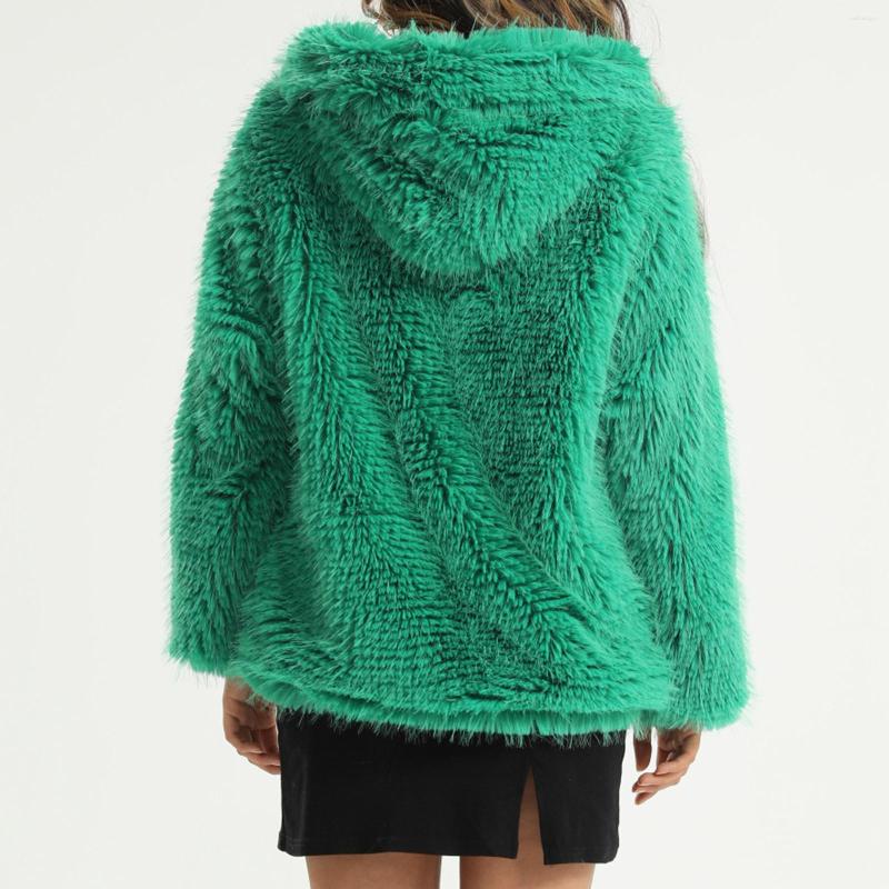 

Women' Jackets Womens Lapel Coats Women' Artificial Wool Long Sleeve Hoodie Warm Jacket Faux Body Furry Outerwear, Green