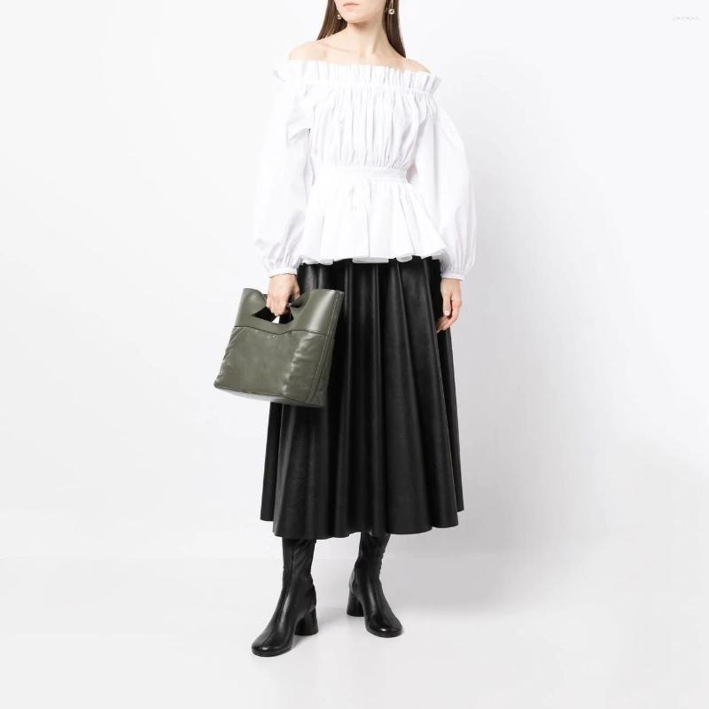 

Women' Jackets One-shoulder Pleated Bubble Sleeve Tops With Temperament Waist Skinny White Long-sleeved Jacket 2023 Summer