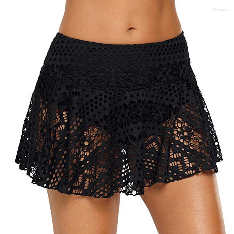 

Women's Swimwear Women's Crochet Lace Anti-light Beach Skirt High Waist Triangle Swimming Trunks Bikini Bottom Pool, Black