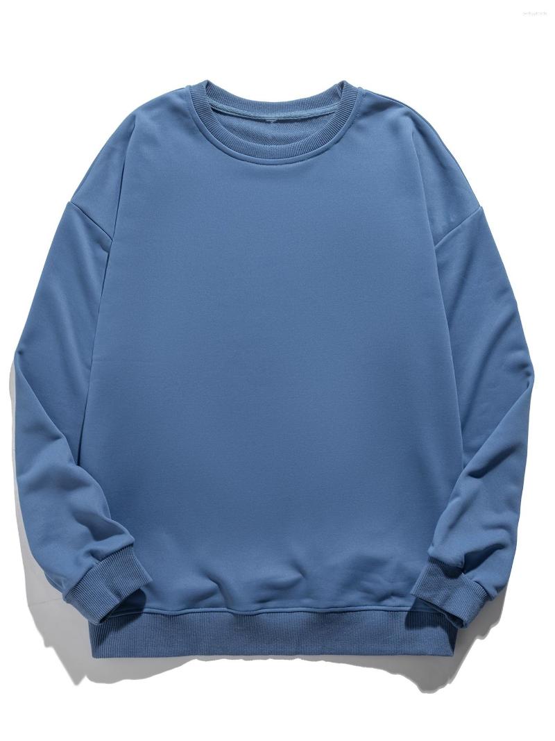 

Men's T Shirts Autumn And Winter Casual Drop Shoulder Fashion Round Neck Sweatshirts, Sea blue