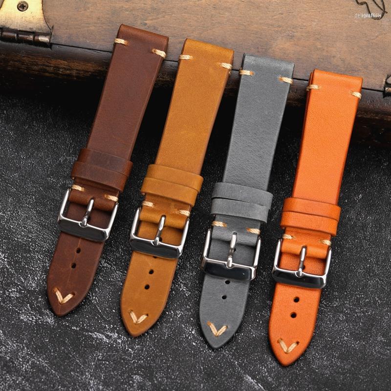 

Watch Bands Ultra-thin Leather Strap 18 19 20 21 22MM Is Suitable For Antique Top Layer Cowhide Bracelet Soft Style