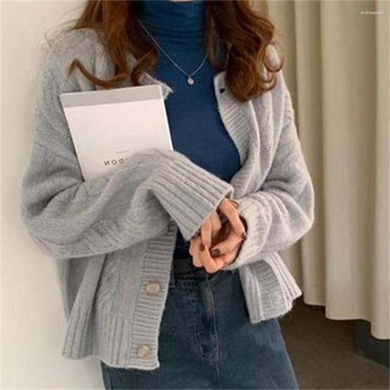 

Women' Knits Cropped Cardigan Women Oversize 3XL Elegant Single Breasted Vintage Femme Knitwear All-match Womens Twisted Sweater H180, Coffee