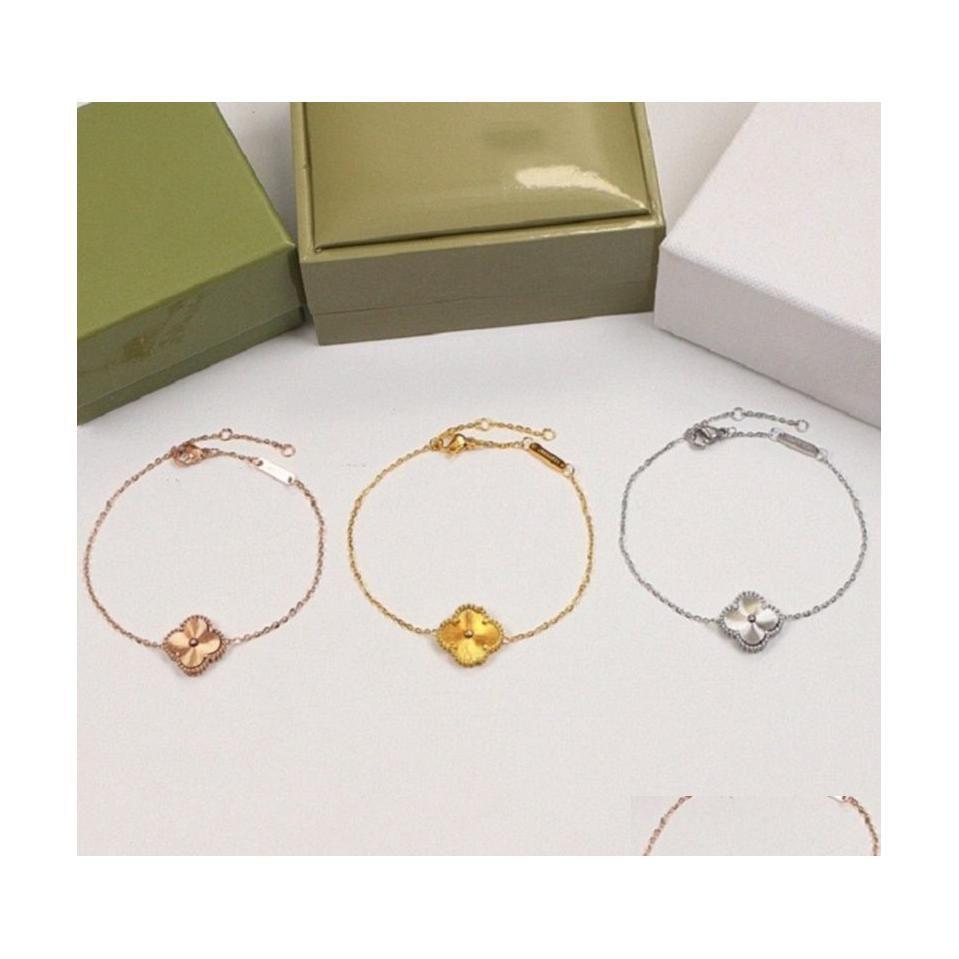 

Chain Designer Clover Bracelet Fashion Womens Gold Link Titanium Steel Fourleaf Flowers Cleef Bracelets Jewelry Drop Delivery D Dh75M