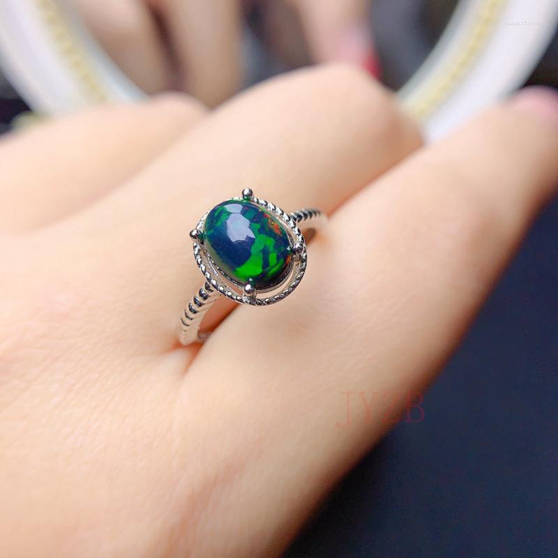 

Cluster Rings Natural Dazzling Color Opal Sterling Silver Ring Light Luxury Fashion Trend Women Niche Ins Gift
