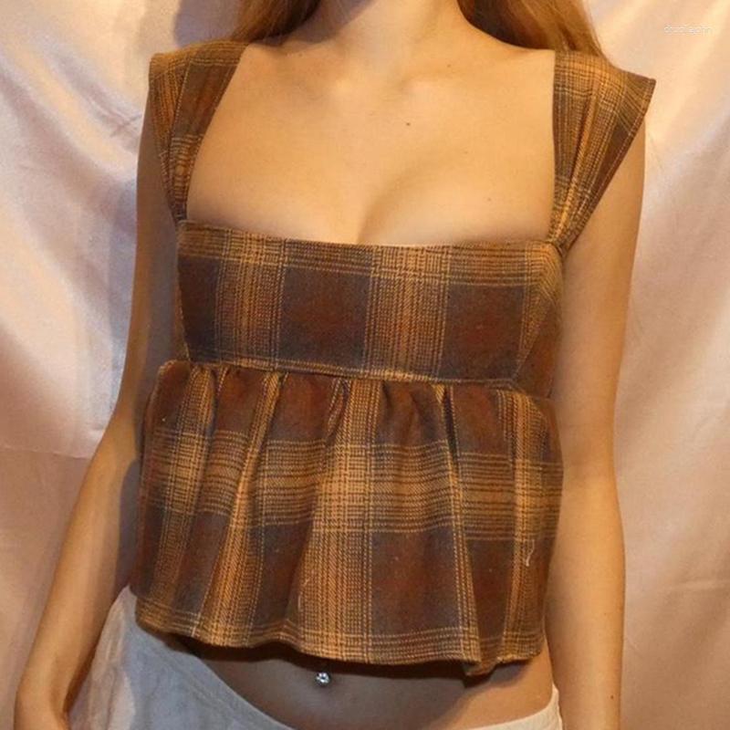 

Women's Tanks 00s Retro Cottage Lace Trim Cute Bow Camis Fairy Coquette Y2K Vintage Crop Tops Tie Up Backless Corset Milkmaid Chic Vest