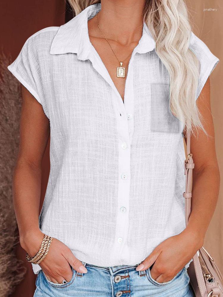 

Women' Blouses Summer Shirt Womens Fashion 2023 Solid Pocket Women' Bat Sleeve Casual Short Top Blouse Women Camisa Feminina, Black