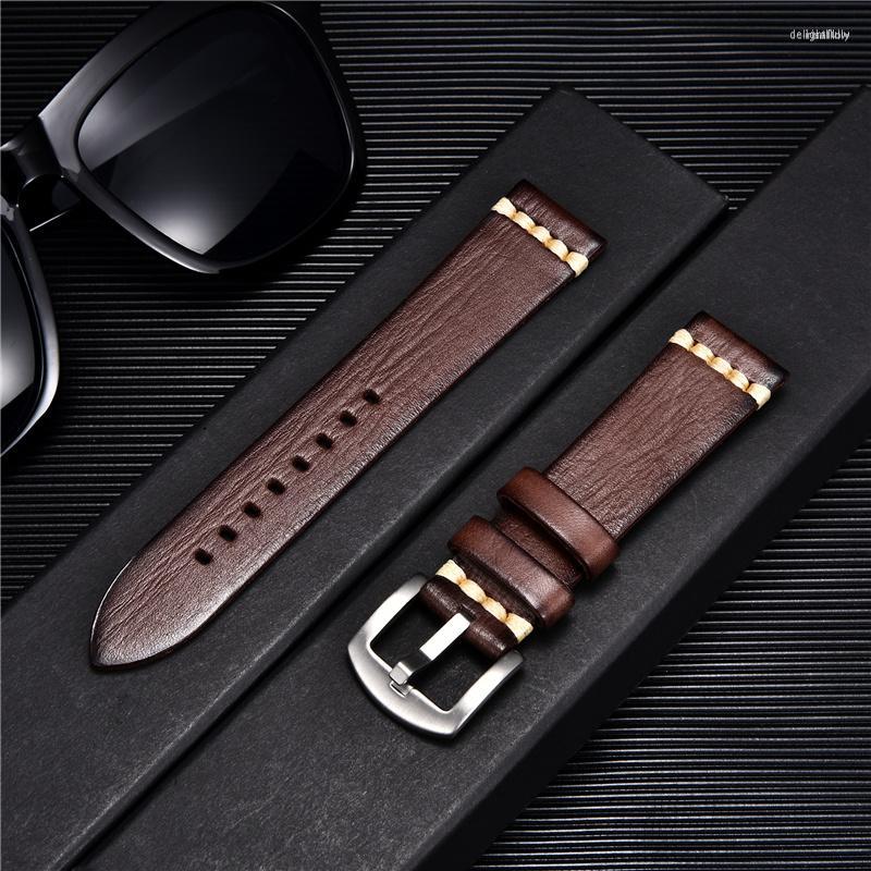 

Watch Bands Vintage Vegetable Tanned Leather Strap Men Women Watchband 18mm 20mm 22mm 24mm Straps Bracelet Watches Accessories