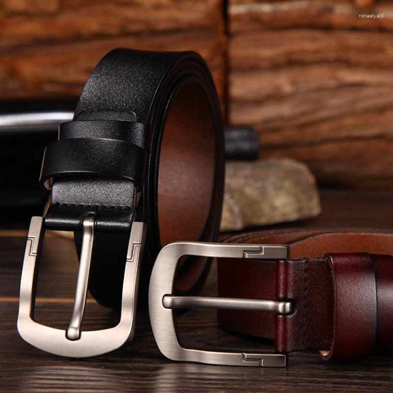 

Belts Men's Belt Leather Men Genuine Male Strap Luxury Pin Buckle Casual Vintage Jeans G117, Black