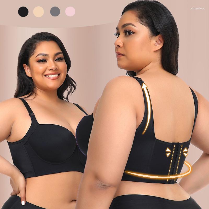 

Bras Push Up Bra Hides Side And Back Fat Deep Cup Extra Firm High Compression, Beige