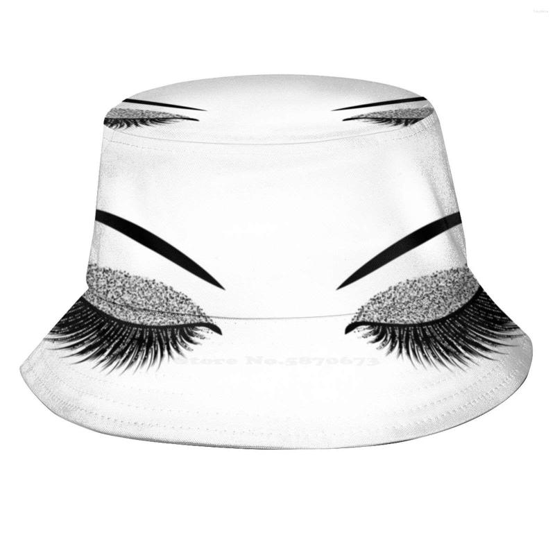 

Berets Glittery Silver Lashes Unisex Fisherman Hats Cap Woman Beauty Mascara Glitter Girl Female Cosmetics Makeup Art Eye Lash, Black mask