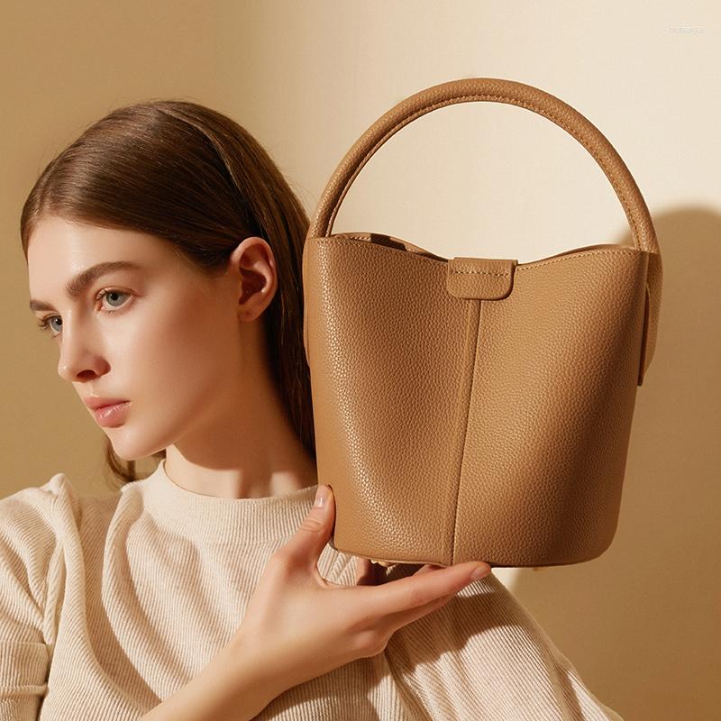 

Evening Bags Female Bucket Bag 2023 Women Handbag Versatile Fashion Leather Basket Tote Crossbody Messenger Shoulder, Beige