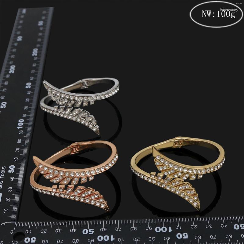 

Bangle Yulaili Fashion Three Color Leaf Shape Rhinestone Bracelet Party Accessories For Women Rose Gold 3PCS