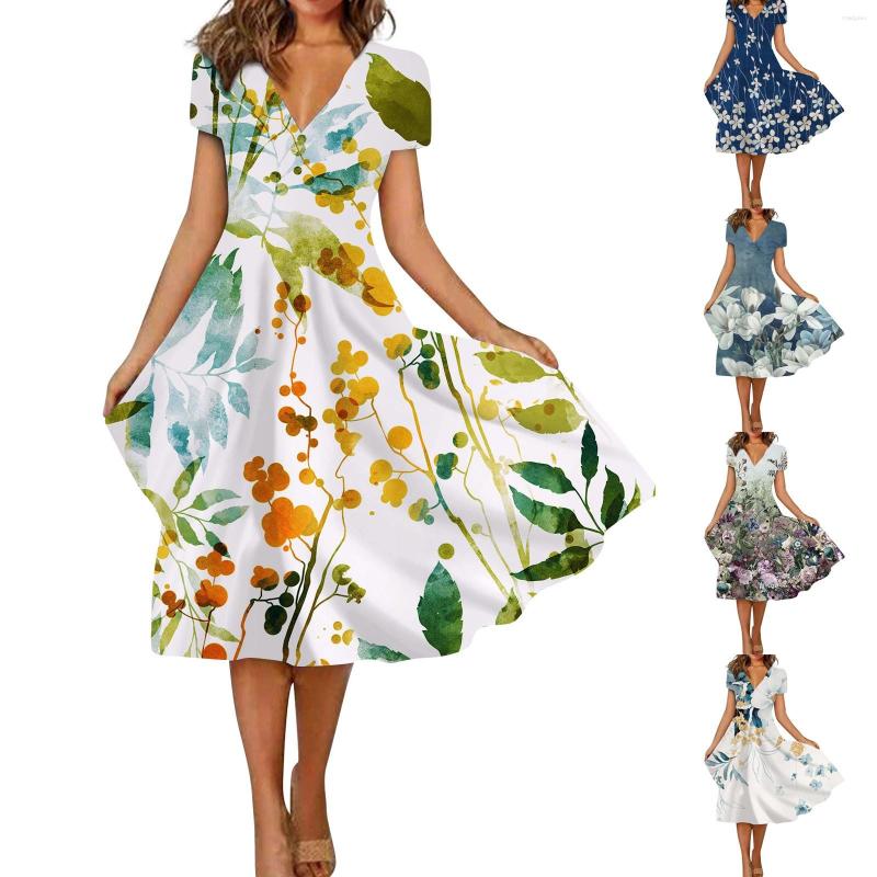 

Casual Dresses Women' Dress Skin-Friendly Vacation Loose Floral Flower Printed Clothes For Women Summer 2023 Vestidos, Blue