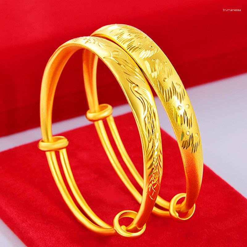 

Bangle Chinese Style Ladies Vintage Exquisite Pattern Fashion Gold-plated Adjustable Size Bracelet Jewelry Raym22