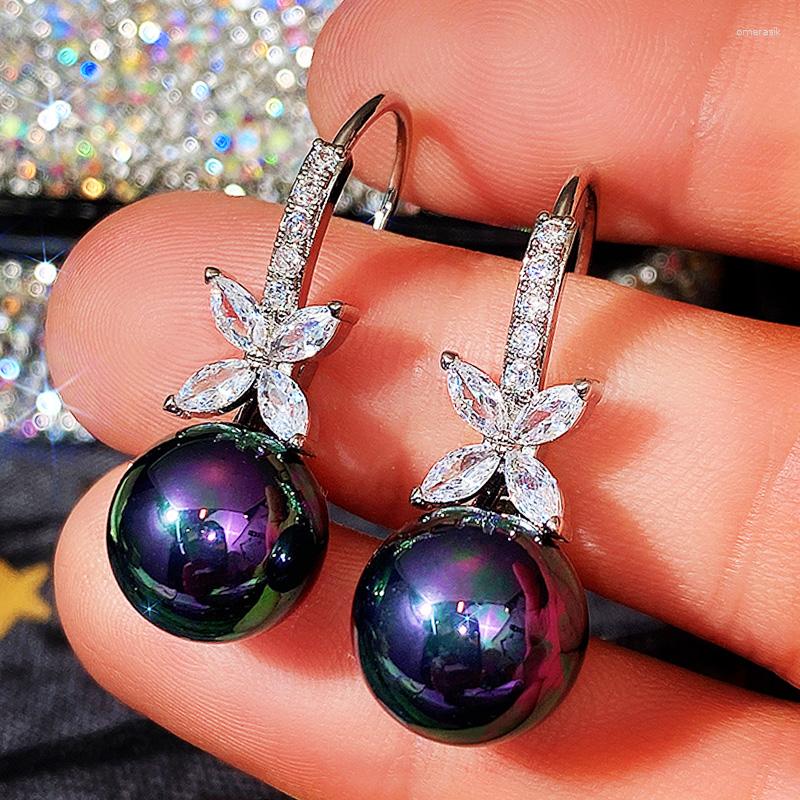 

Dangle Earrings CAOSHI Graceful Imitation Pearl Drop Women Dazzling Zirconia Aesthetic Female Party Accessories Dainty Lady Jewelry