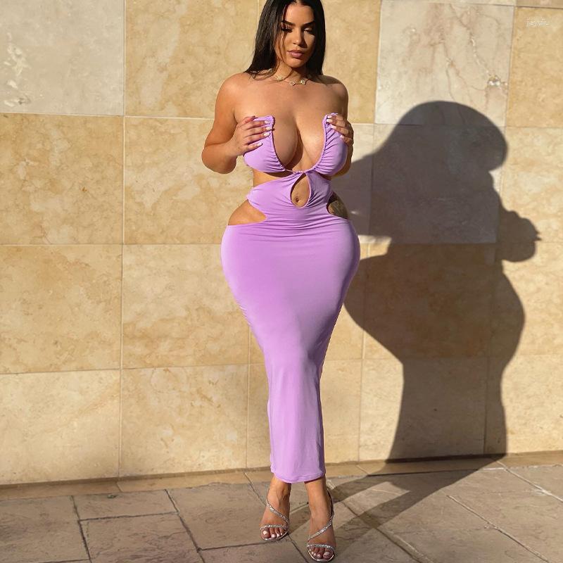 

Casual Dresses Off Shoulder Strapless Bodycon Y2K Maxi Dress Women Sexy Hollow Out Evening Party Club Outfit Sleeveless Backless Summer