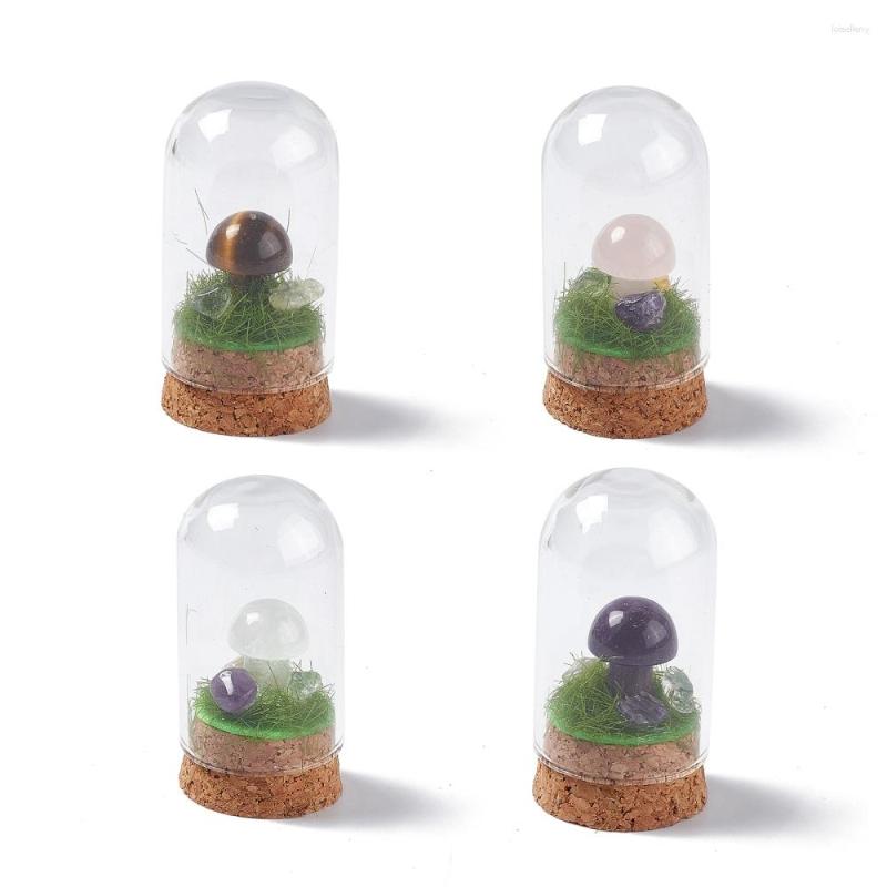 

Jewelry Pouches 2pcs Glass Dome Cloche Cover Bottles With Stone Mushroom Display Cork Base Bell Jar Ornaments For Home Crafts Decor