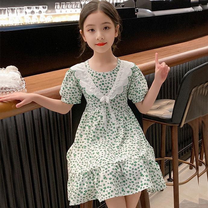 

Girl Dresses 2023 Teens Summer Lace Dress Girls Cute Shorts Floral Polka Dots Layered A-LINE Kids Toddler JK Princess Clothes 12 Year, Blue