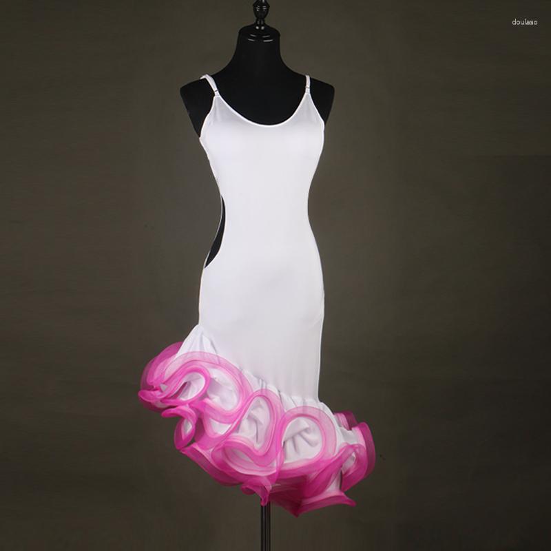 

Stage Wear 2023 Women/Kids Latin Dance Dress Adult/Children Custom Size Organza Sleeveless Performance Competition Salsa, As the picture