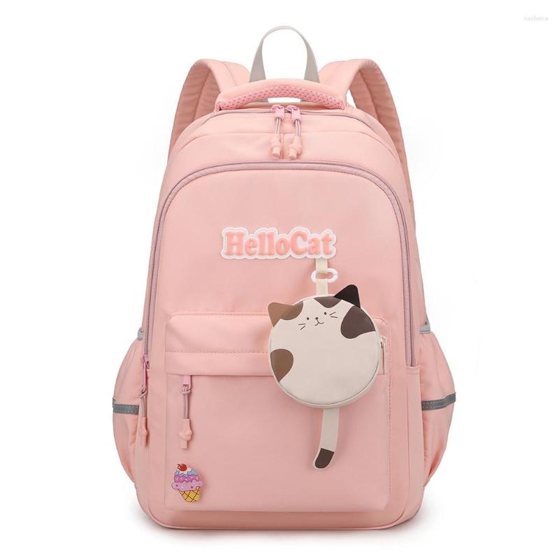 

School Bags Students Nylon Campus Backpack Cartoon Primary Bag Multi Pocket Design Clutch Multifunctional Children, Black