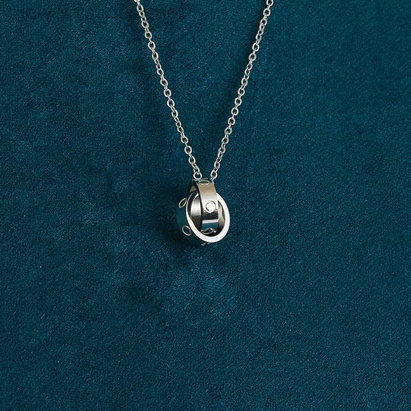 

designer jewelry lover men women fashion necklace double ring full cz two rows diamond pendant octagonal screw cap love necklace couple gift