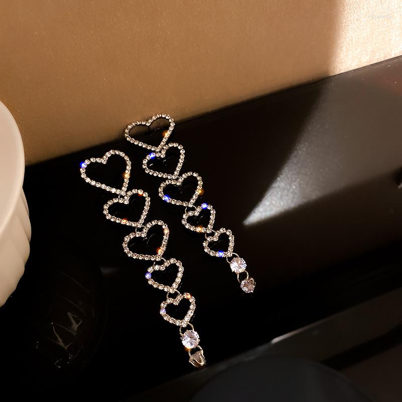 

Dangle Earrings Korean Statement 5 Layers Heart Long For Women Sweet Accessories Trendy Jewelry Party Bijoux All Match Earing