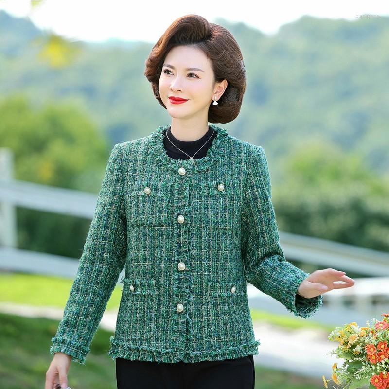 

Women's Jackets Womes Jacket Spring 2023 Elegant Tweed Coats For Women O Neck Long Sleeve Pink Autumn Woven Female Fashion Outwear, Blue