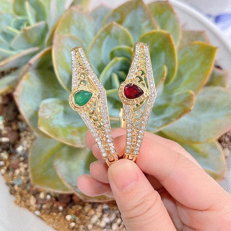 

Bangle Sunspicems 18k Gold Color Moroccan Crown Crystal Bracelet For Women Wedding Jewelry Arab Arabesque Cuff Bijoux