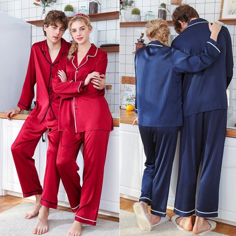 

Women's Sleepwear YT- 076 Satin Silk Pajamas Sets Couple Family Lover Night Long Sleeved Pants Home Suit