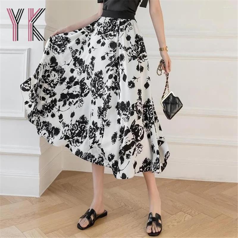 

Skirts Flower Heart Print Pleated Midi 2023 Summer Korean Fashion Aesthetic High Waist Harajuku Wild Casual Women Saia, Leopard