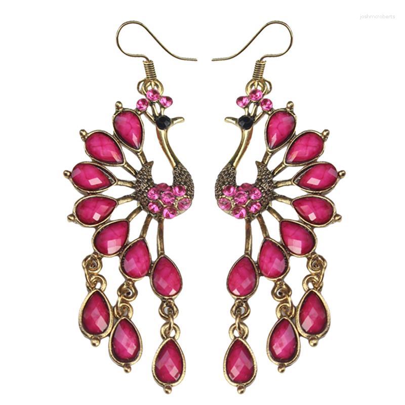 

Dangle Earrings 1 Pair Creative Peacock Pendant Vintage Rhinestone Decor For Women Jewelry Accessories