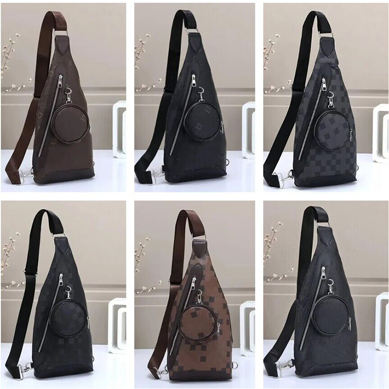 

Man Designer Duo Sling Bag Avenue Monograms Leather Shoulder Cross Body Chest Sling Backpack Mens Anti-Thief Crossbody Personal Pocket Bags Purse Dhgate bag AAA, #13 black check