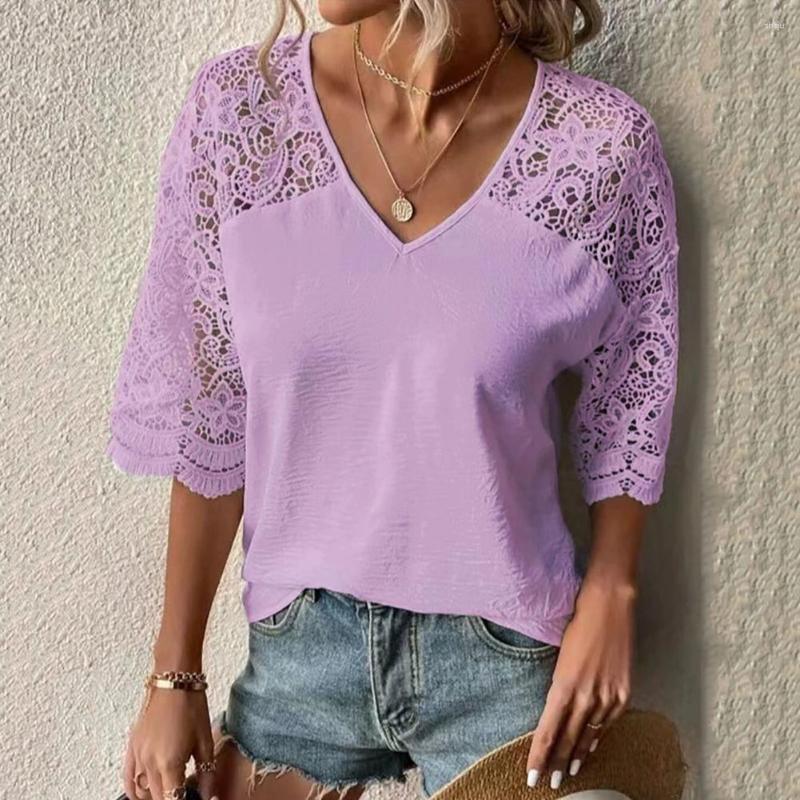 

Women's Blouses Summer Top Half Sleeves Blouse Plus Size Pullover Women T-shirt, Purple