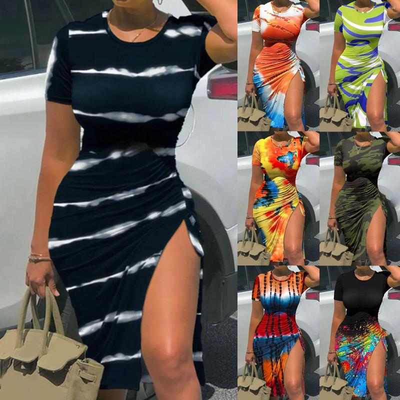

Casual Dresses Summer For Women 2023 Short Sleeve Ruched Bodycon Mini Dress Side Drawstring Clubwear Vestidos Para Mujer, Black