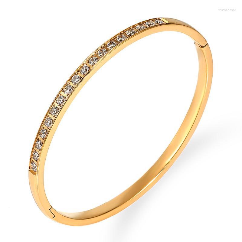 

Bangle FYSARA Gold Color Statement Bangles For Women Fashion Crystal Steel Wedding Jewelry Bijoux Gift Raym22