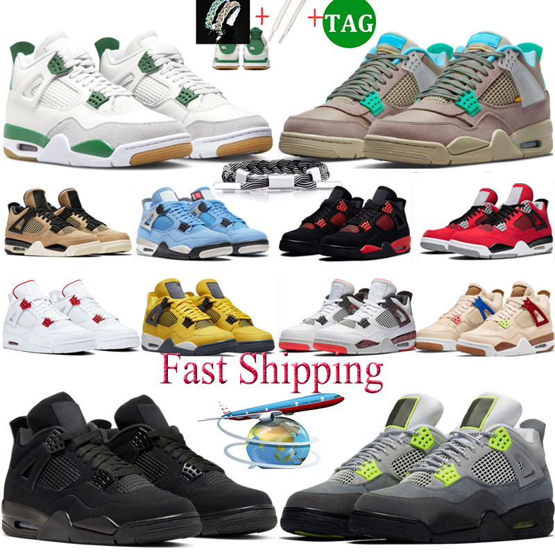 

Colorful Basketball Shoes Mens Womens 4 Leather Red Thunder Wild Things Soft Pink University Blue Sail Mushroom White Canvas Man walking Sports colorful sneakers, #17 lightning