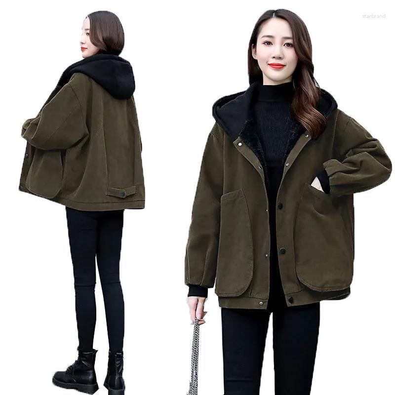 

Women's Jackets 4XL Jacket Women 2023 Spring Autumn Hooded Outwear Loose Pocket Baseball Uniform Tops Coat Fashion Casaco Feminino, Red wine