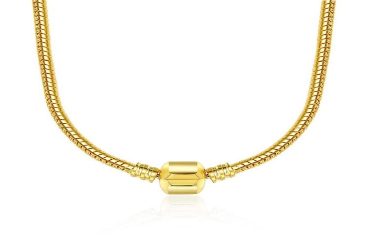 

45cm 4 styles 925 Silver Plated Necklace Chain with Clasp Fit European Beads Necklace With Logo DIY4922840