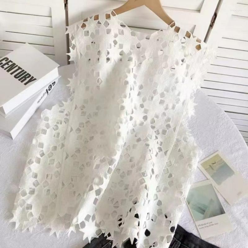 

Women's Tanks Summer Korean Fashion Streetwear Tops O Neck Solid Color Kawaii Cute Vest Tees Hook Flower Hollow Sweet All-match Women, Black