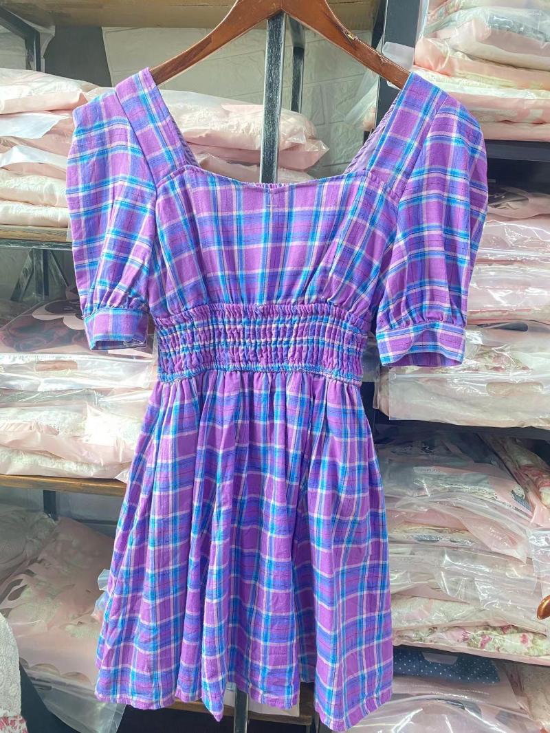 

Casual Dresses Japan Liz Lisa Original Cotton Plaid Yarn Dyed British Mini Dress, Lavender
