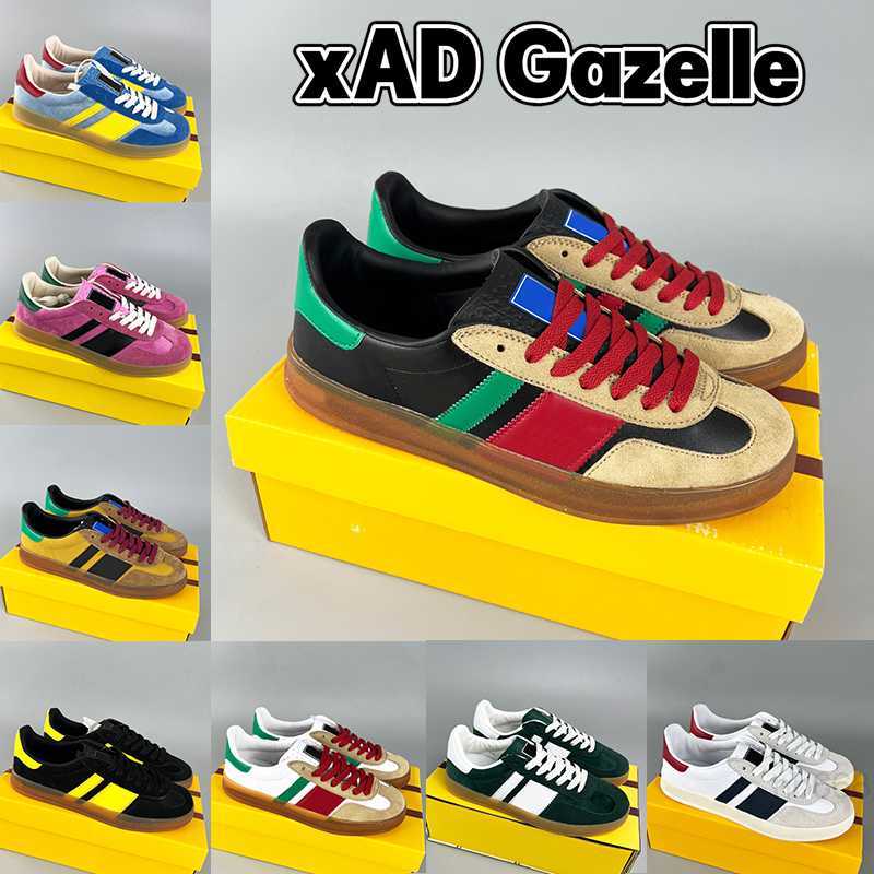 

Luxury xAD Gazelle sneaker mens casual shoes white black leather wheat suede blue pink velvet beige ebony canvas fashion low men women designer sneakers trainers, 13 blue velvet