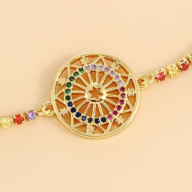 

Link Bracelets Chain ZHINI Punk Geometric Circular Hollow Pendant For Women Gold Adjustable Bangle Luxury Rhinestone Jewelry Gift Raym22