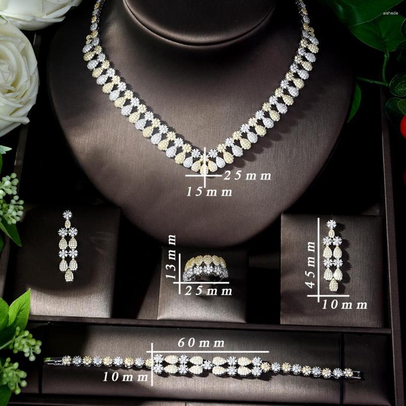 

Necklace Earrings Set Fashion 2 Tones Cubic Zirconia Women Jewelry Bridal Weeding And Earring Parure Bijoux N-1127, Picture shown