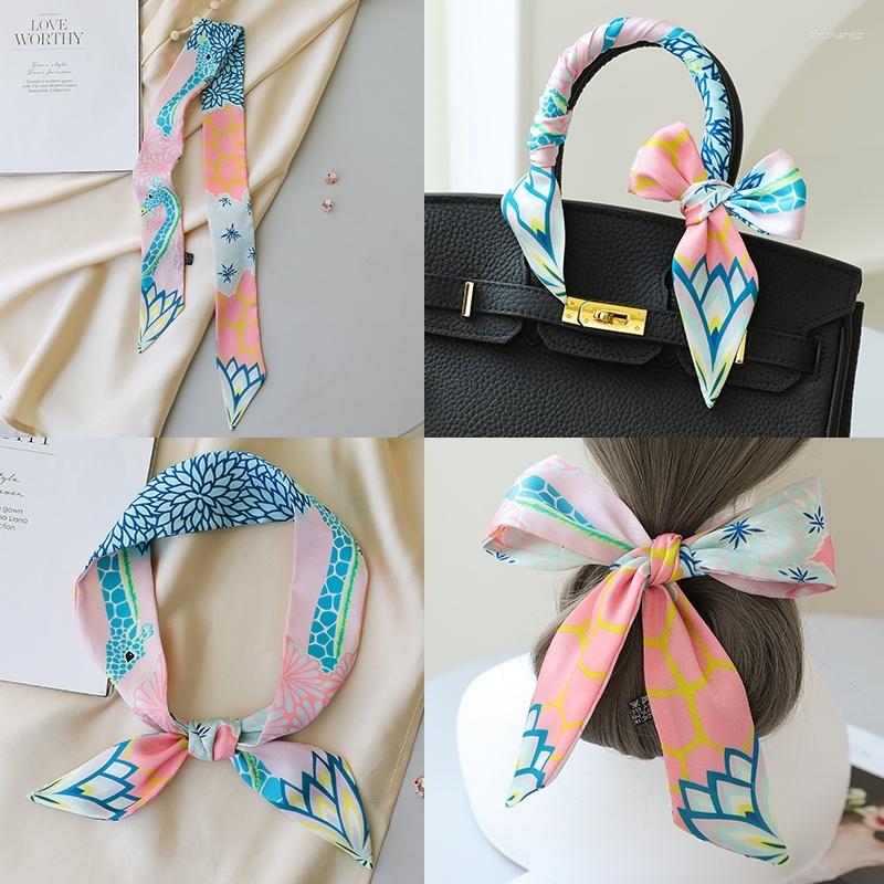 

Scarves 2023 Brand Design Zebra Silk Scarf Luxury Women Foulard Skinny Bag Neckerchief For Ladies Fashion Hair Headband