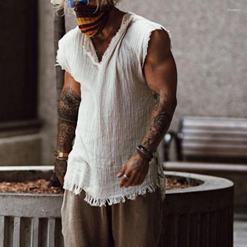 

Men's Tank Tops Summer Men's Three-dimensional Stickers Loose Casual Vest, Beige