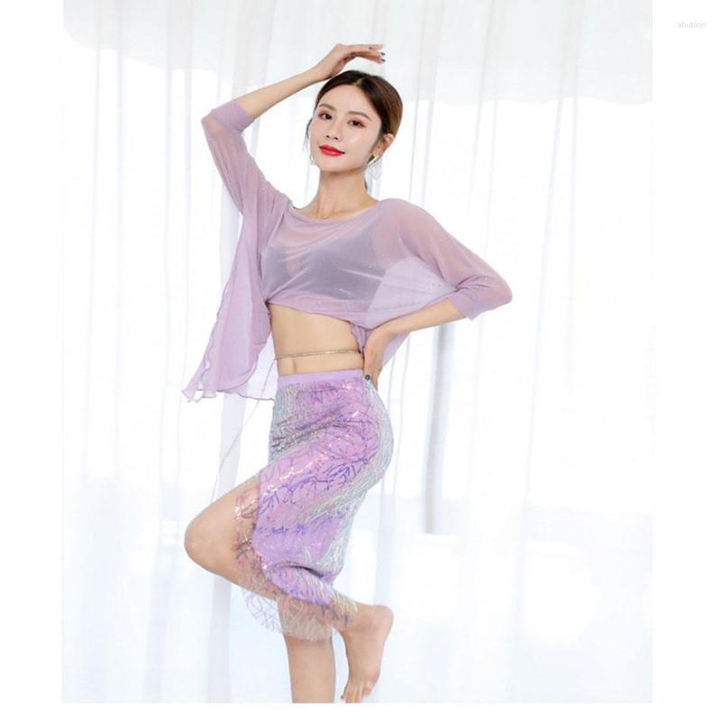 

Stage Wear Latin Dance Dress Women Sparkling Sequin Skirt For Ballroom Samba Tango Chacha Belly Dancing Performamnce 58136, Tops and pants