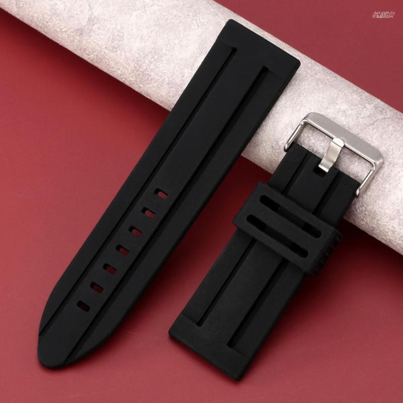 

Watch Bands 28mm 30mm Black Silicone Watchband Men's Pin Buckle Strap 7 Holes Silica Gel Watches Straps Practical Replacement Bracelet
