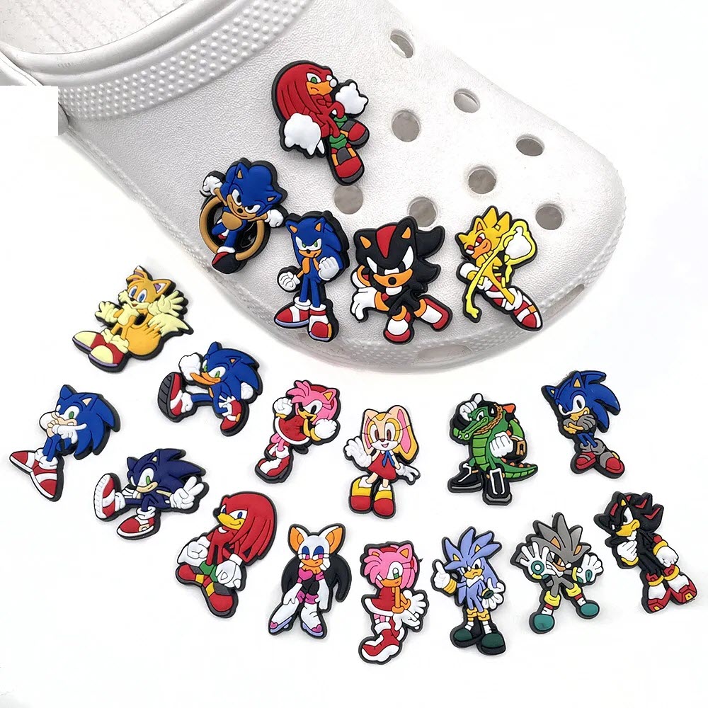 

Anime charms wholesale childhood memories game sonic cartoon charms shoe accessories pvc decoration buckle soft rubber clog charms fast ship, Equally mixed colors
